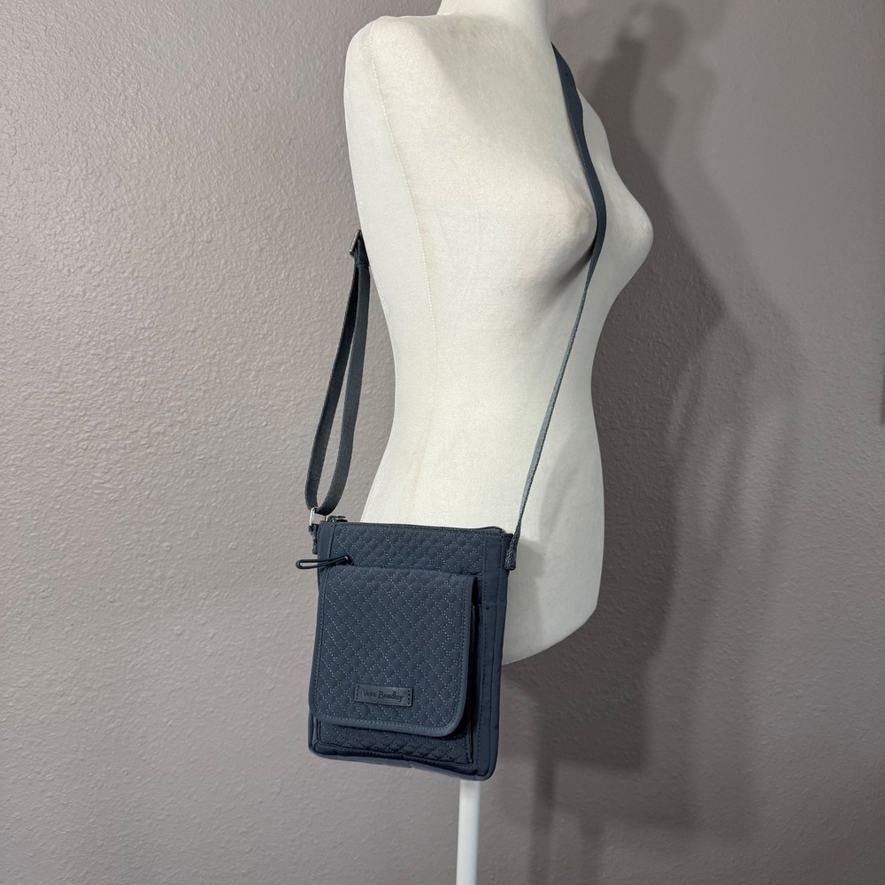 Vera Bradley Blue Gray Quilted Microfiber Mini Hipster Crossbody Bag